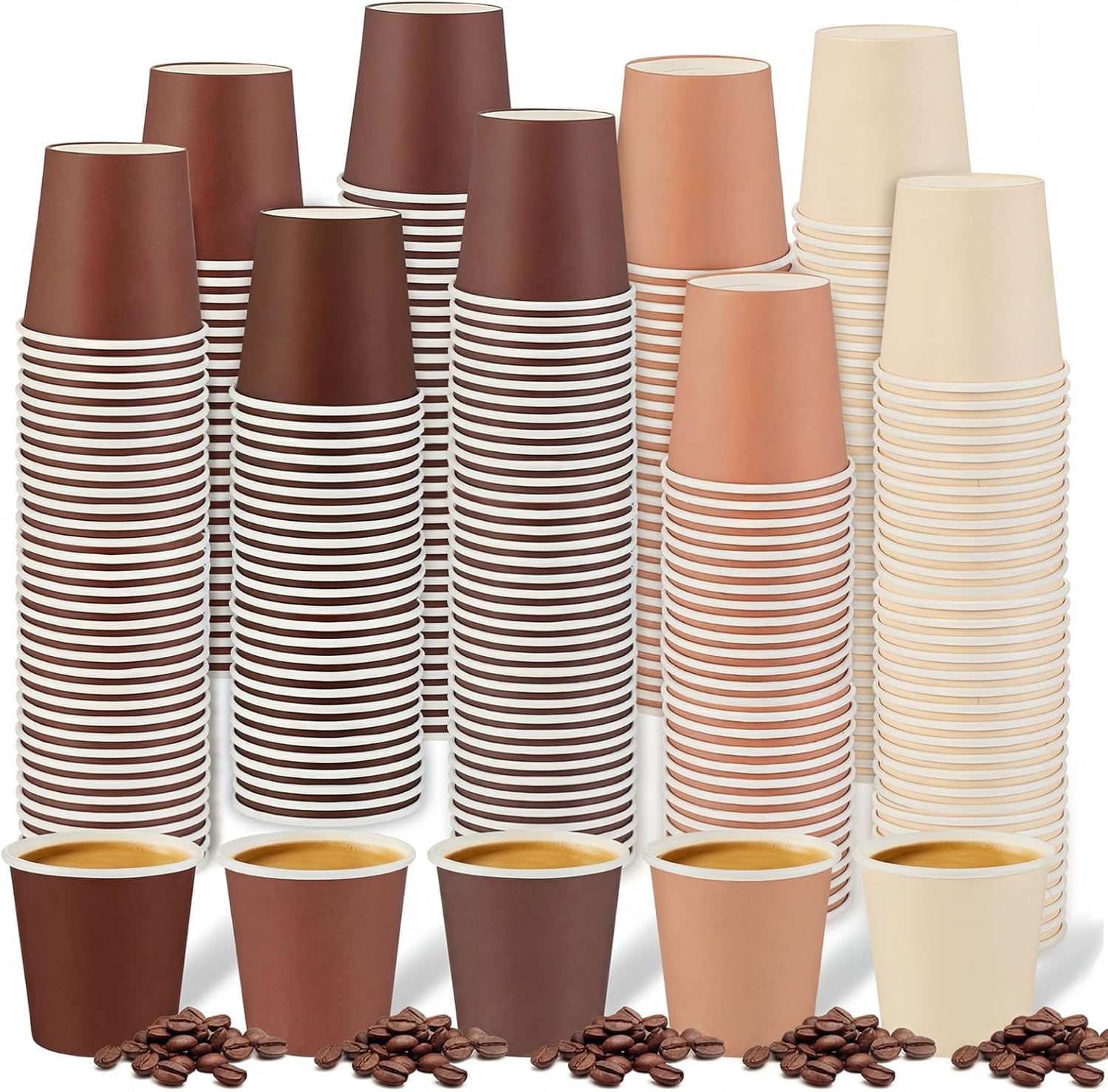 Roshtia 500 Pack 4 oz Paper Espresso Cups Elegant Brown Gradient Design, Small Disposable Cups for Espresso, Hot Tea, Baby Showers, Weddings, Parties, Picnics, Homes, Offices & Events