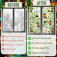 Vista 5 de WALPLUS Decoración de primavera para el Día de San Patricio, de doble cara, reutilizable, despegar y pegar, extraíble para ventana de duende