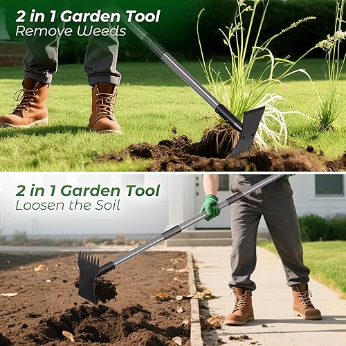 Miniatura 2 de Walensee Herramienta extractor de malezas con mango largo, herramienta de eliminación manual de desmalezadora de 64 pulgadas, rastrillo de malezas