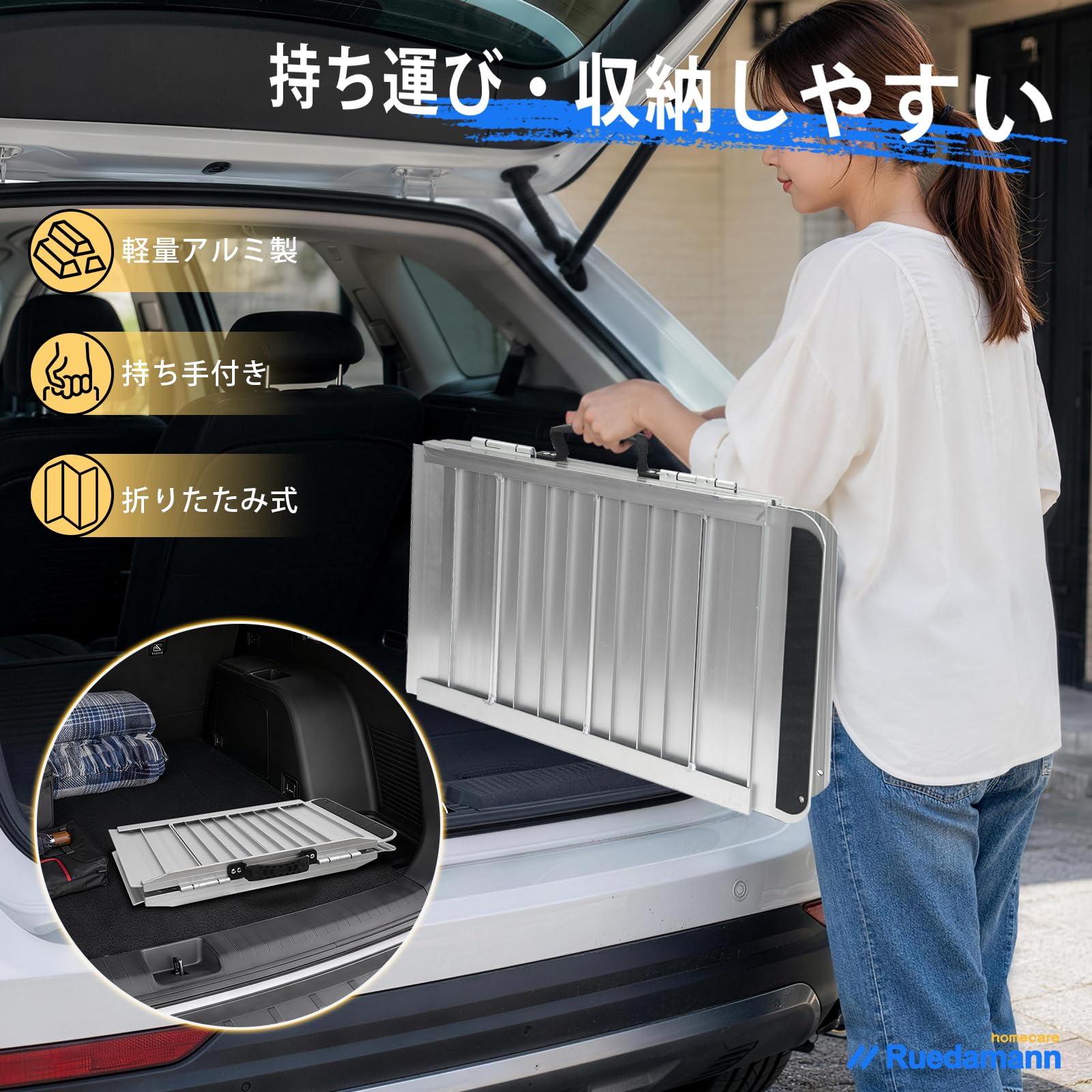 Amazon | Ruedamann スロープ 車椅子 長さ61cm 幅76cm 車椅子 スロープ 