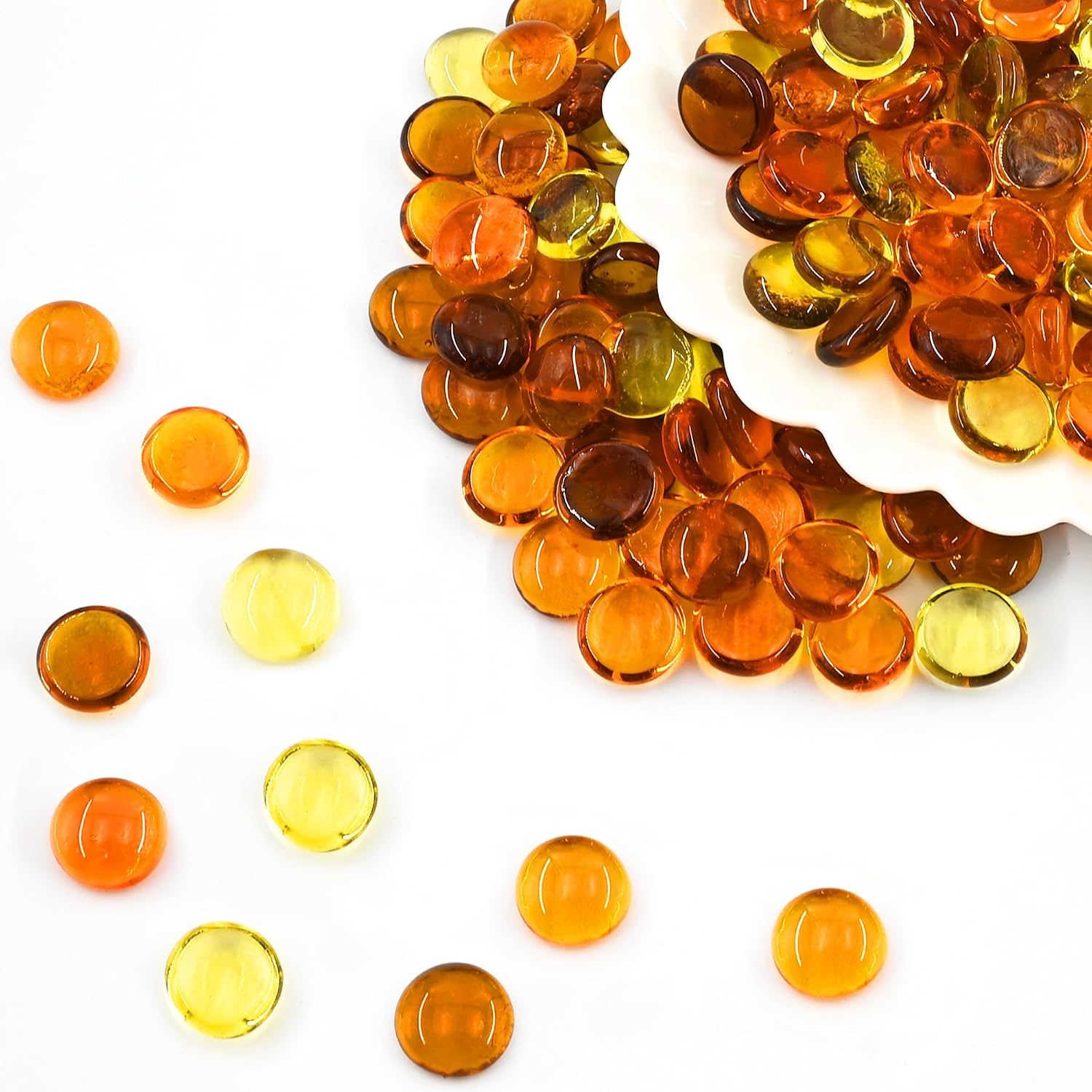 2.17lb Mixed Flat Glass Beads Marbles for Vase Fillers Tank Decor