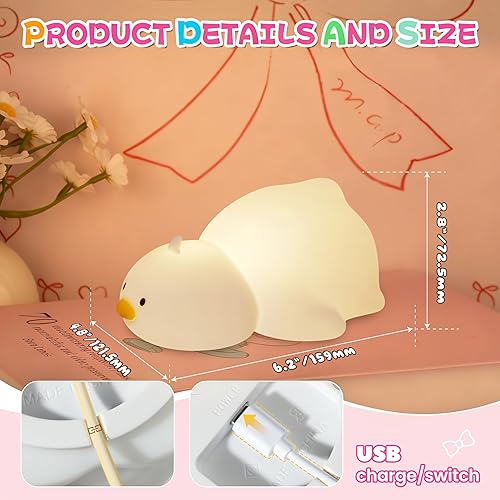 Miniatura 6 de Luz nocturna para niños, luz nocturna LED de silicona regulable recargable con 7 colores, lámpara de noche para guardería de bebé, lámpara táctil