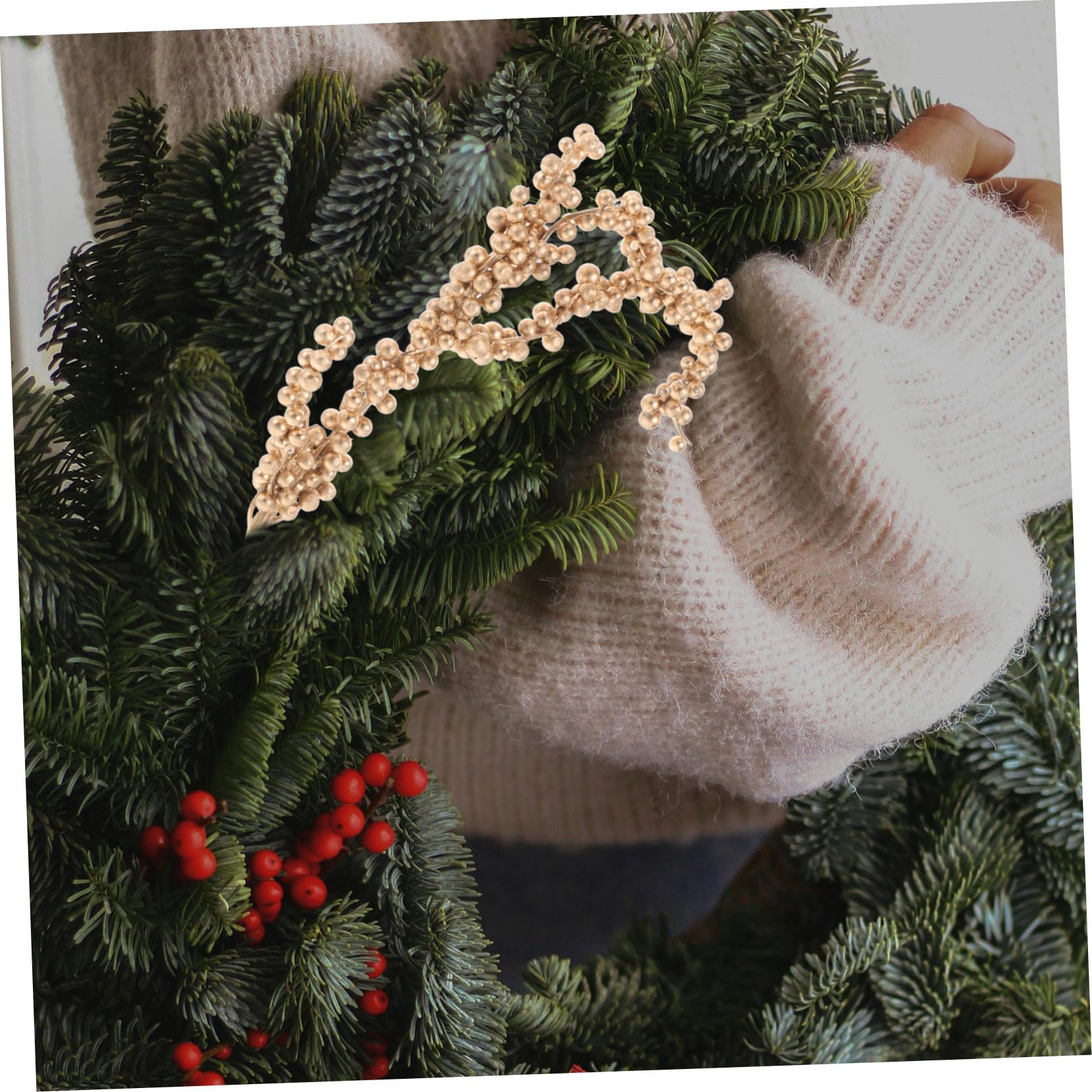 Lot De 3 Branches De Baies Artificielles Dorées Dorées Mousseuses Décoratives en Plastique pour Noël Décoration Intérieure Fête