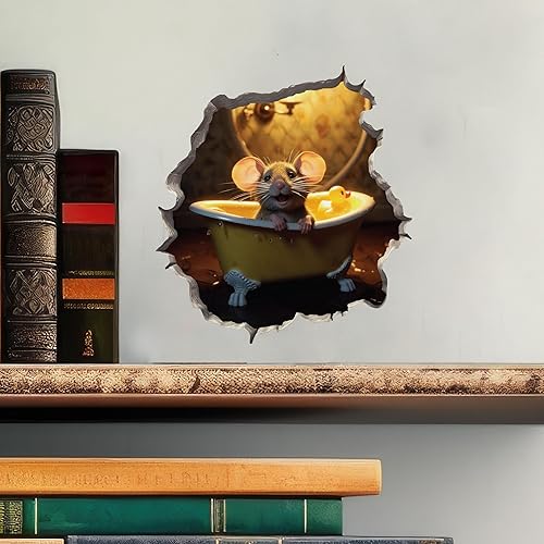 Miniatura 2 de Pegatina de pared 3D con agujero de ratón en la bañera y el ratón