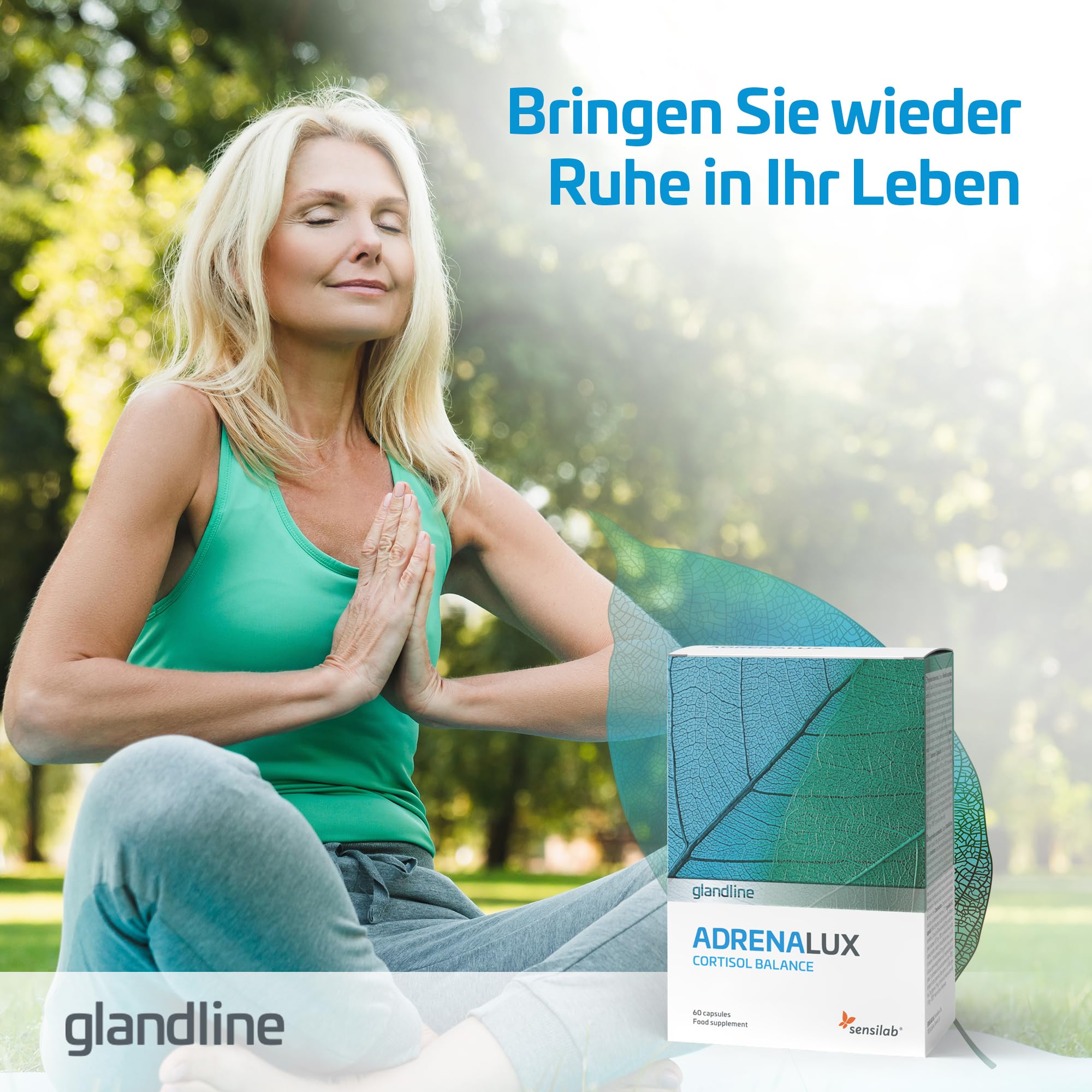 Ashwagandha 600 mg, Rhodiola Rosea, Magnesium, Vitamin B6 und Vitamin B5 - Nur 2 Kapseln Täglich - 120 Ashwagandha Kapseln für 60 Tage - 10% Witanolide - AdrenaLux Sensilab