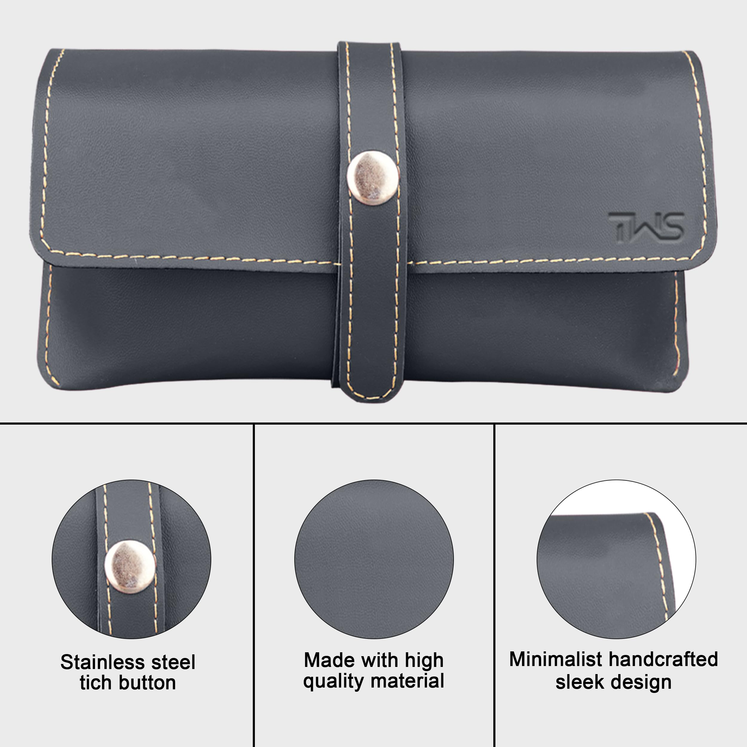 The Wallet Store Leather Eyewear Case for Men & Women Specs Cover - Grey