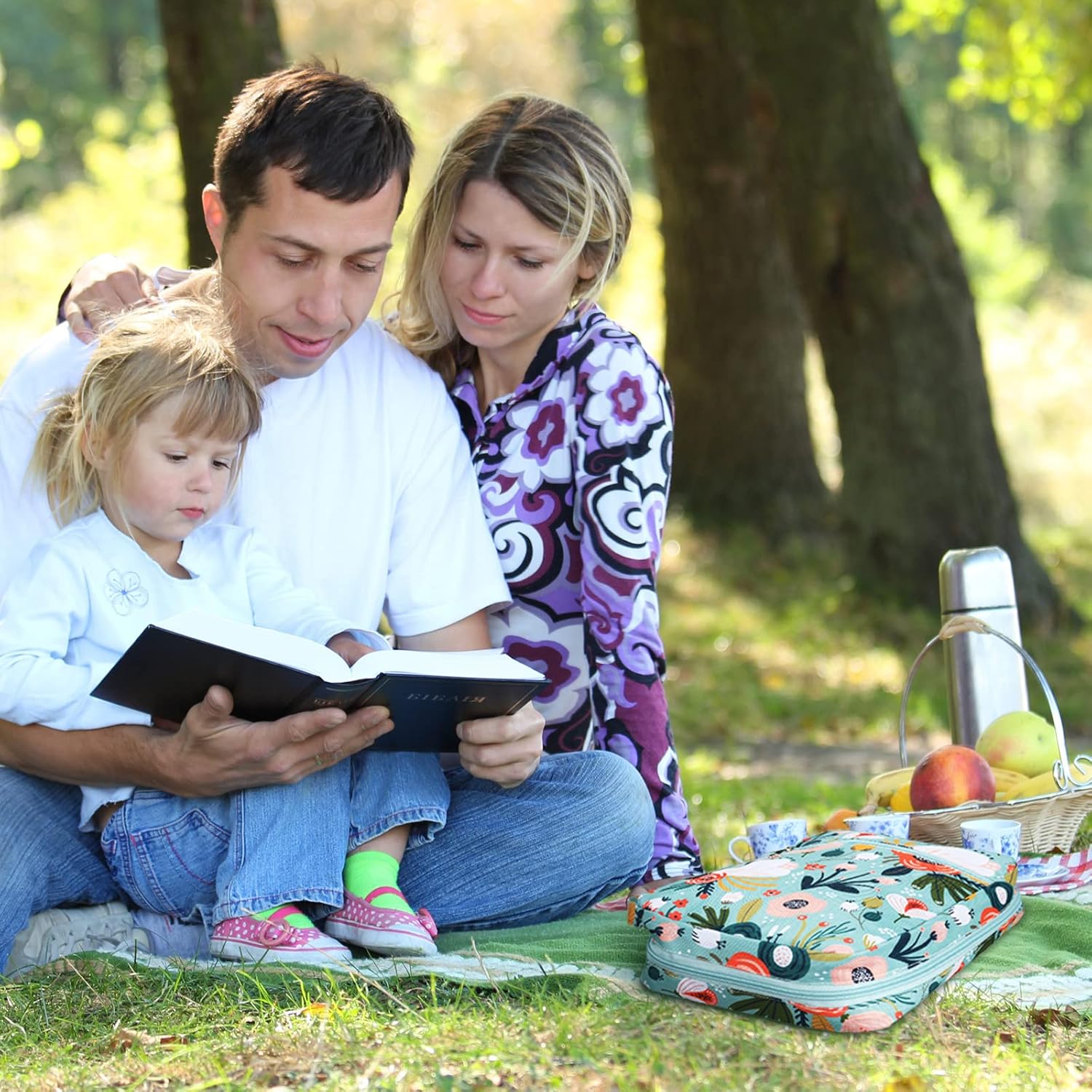 Laumoi Bible Cover Case for Women 10'' Flower Bible Holder Case Large Religious Carrying Bag for Women Study Christian Book Gift (More Flower) - Image 4