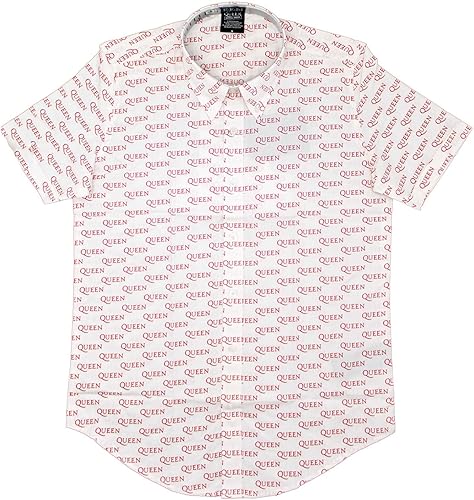 Queen Casual Shirt Logo Pattern Repeat Band Logo Nouveau Officiel Homme Blanc Si