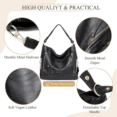 Vista 3 de Kasqo - Bolsas de piel grandes para mujer, con correa desmontable