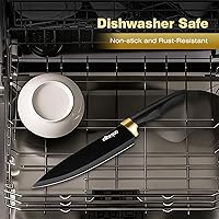 Vista 6 de Knife Set With Block,Dishwasher Safe Kitchen Knife Set With Built-In Sharpener,German Stainless Steel Black Knife Block Set(Night Flash Series)