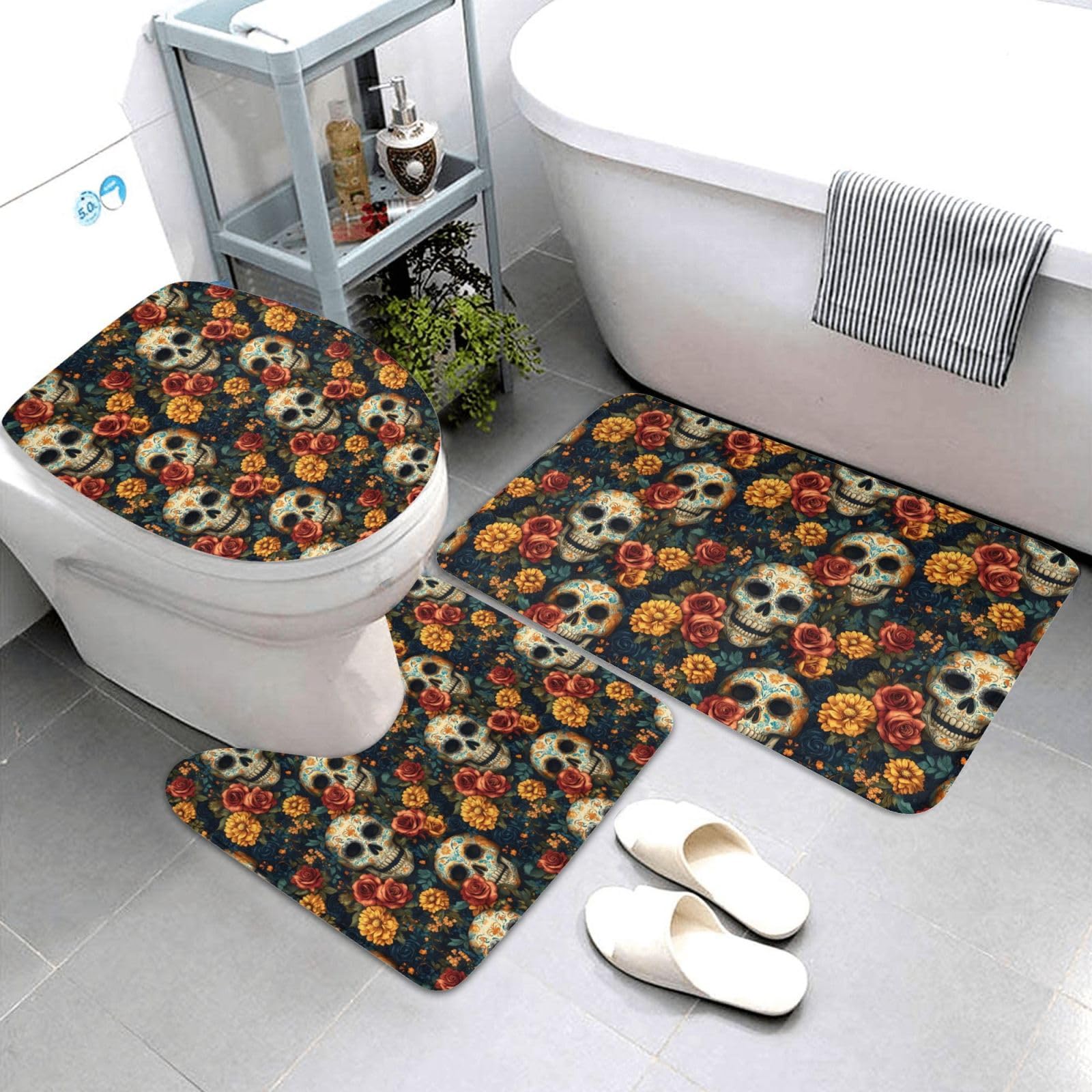 Tapis de salle de bain absorbant en forme de U lot de 3 tapis