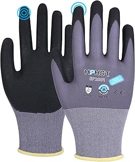 HPHST Men's Work Gloves, Assembly Gloves with Grip, Nitrile Coated, Slightly Oil Resistant & Fine Touch Feeling, Environmentally Friendly Protective Gloves, Gardening Gloves, 12 Pairs (Large)