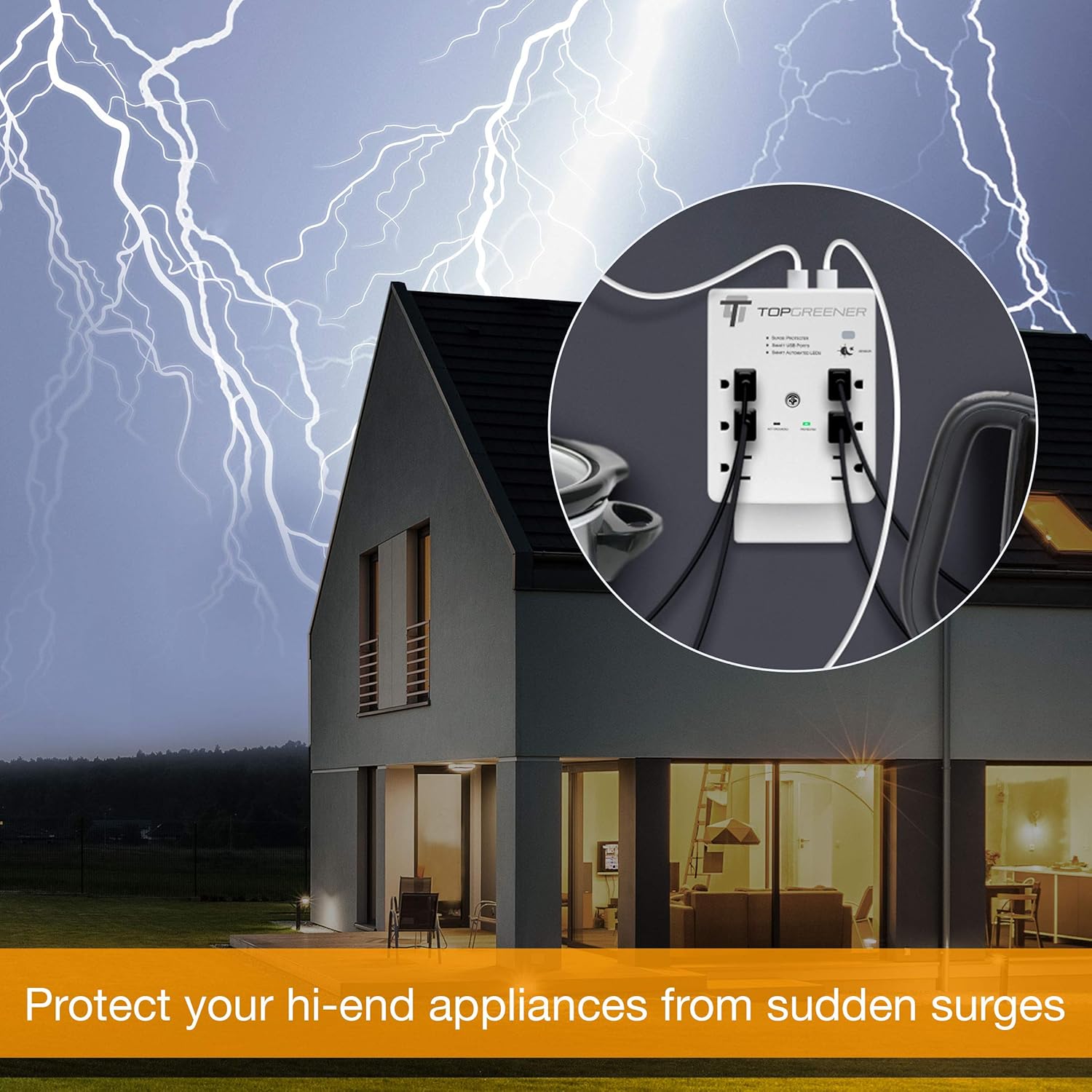 Best Deal Product TOPGREENER 6-Outlet Wall Mount Surge Protector Wall Tap, 900 Joules Surge Suppressor, 6.3A USB Ports, Auto Sensor LED Guide Light, 15A 125V Receptacles, TGSP615P68A, White, 2 Pack Black Friday - 80% OFF TOPGREENER 6-Outlet Wall Mount Surge Protector Wall Tap, 900 Joules Surge Suppressor, 6.3A USB Ports, Auto Sensor LED Guide Light, 15A 125V Receptacles, TGSP615P68A, White, 2 Pack