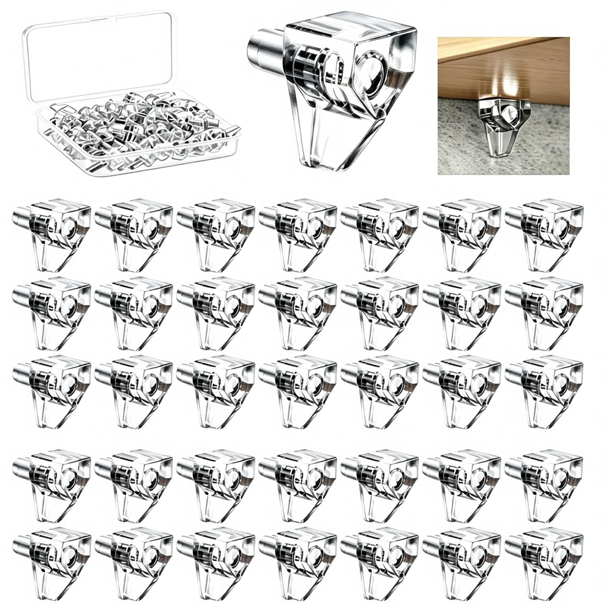 5mm Shelf Pegs 50 Pack Clear Crystal Plastic Cabinet Shelf Pins Shelf Holder Pins Replacement Pegs for Kitchen Furniture Cabinet Bookcase
