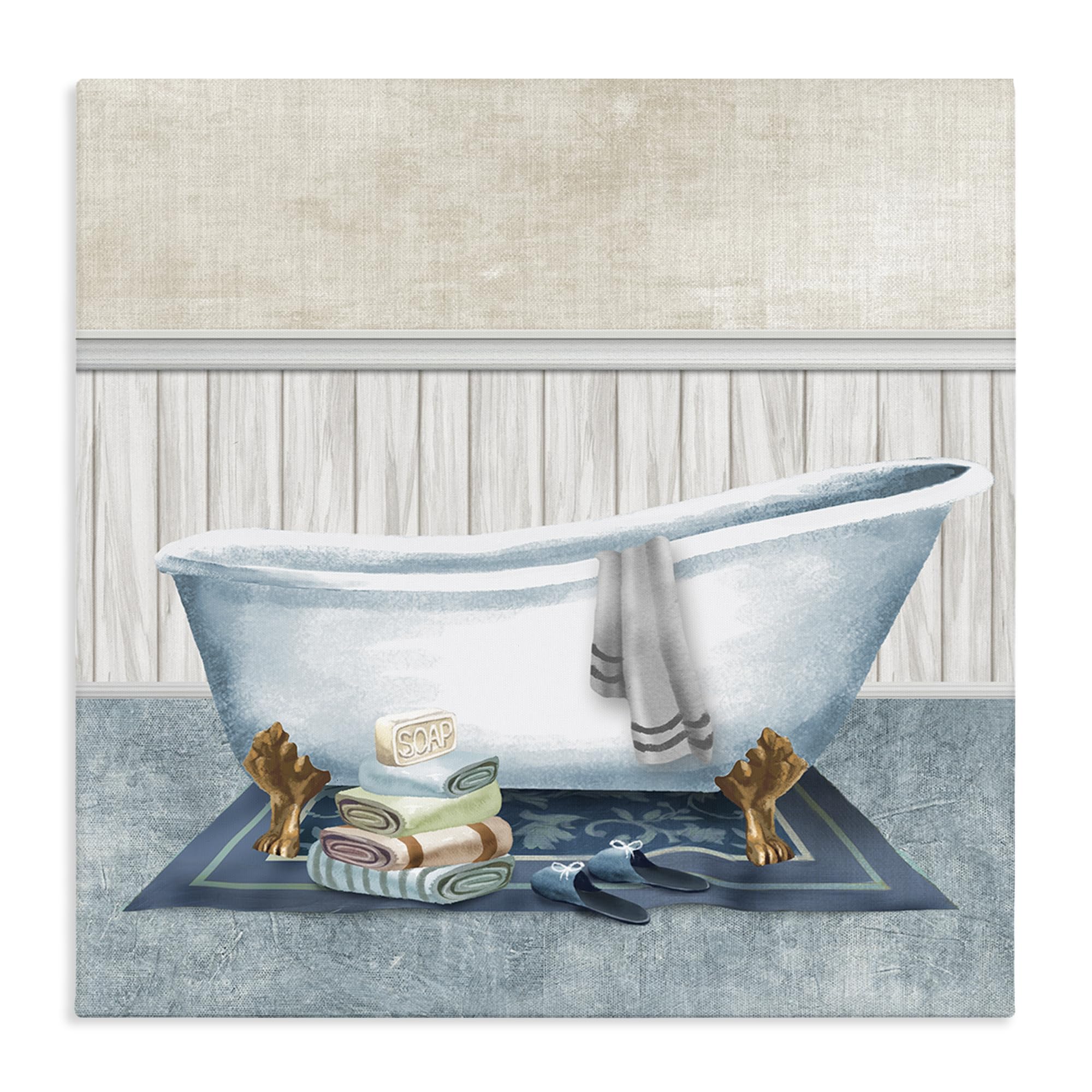 Stupell Industries Unframed Cozy Clawfoot Bathtub Spa Bathroom, 17 X 17 Inch Canvas Wall Art