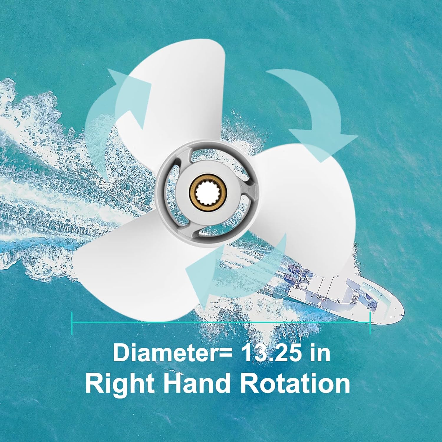 OEM Upgrade Aluminum Outboard Moto Boat Propeller fit Yamaha Engines 60-115 HP, 13.25x17p,13.5x15p,13x19p,13x17p-4B 15 Spline Tooth