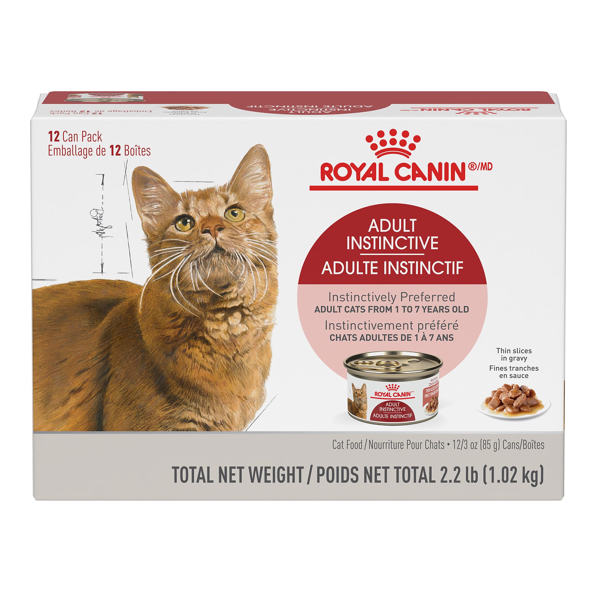 Royal Canin Adult Instinctive Thin Slices in Gravy Wet Cat Food, 3 oz can (12-Count) image 3
