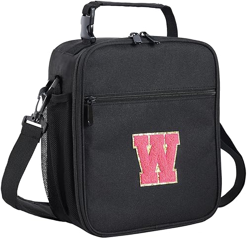 Miniatura 71 de ELEFOCUS Lonchera aislada con inicial para mujeres y hombres, bolsa de almuerzo personalizada con monograma con correa de hombro ajustable para