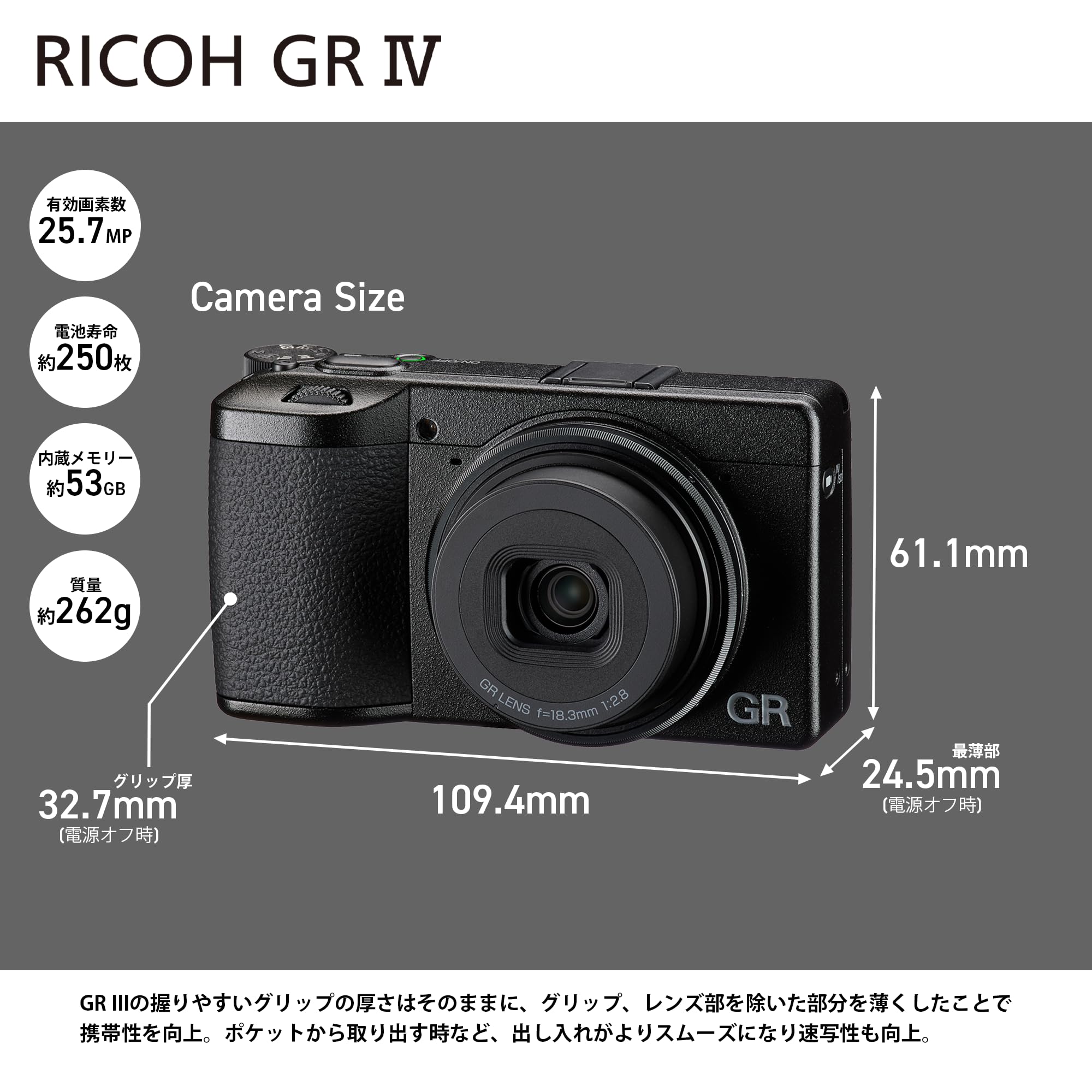 Amazon | RICOH GR IV デジタルカメラ 【APS-Cサイズ大型CMOS