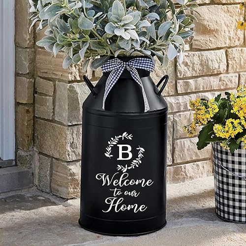 Vista 3 de Welcome to our Home decal Monogram decal Monogram for milk can Personalized monogram Front porch decor (Milk Can NOT included)