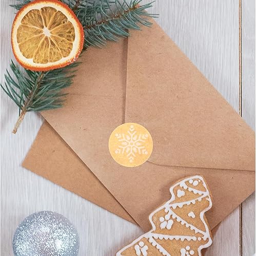 Miniatura 3 de Calcomanías de copos de nieve de Navidad 2023 para rollo de sobres de 1.5 pulgadas, 8 diseños, 500 etiquetas redondas de Navidad, calcomanías