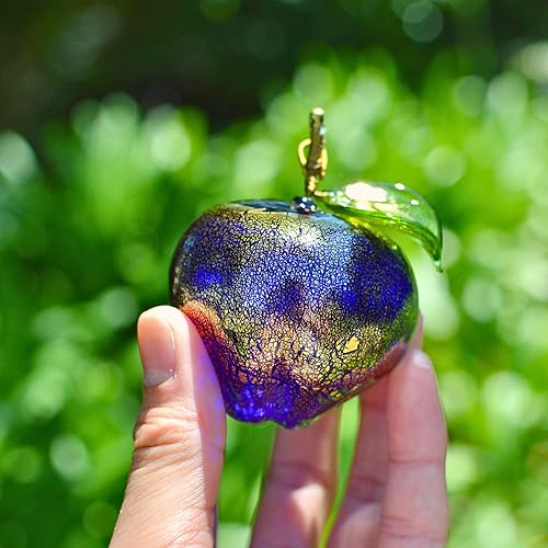 Miniatura 4 de Murano Glass Figura de manzana, 1 unidad, azul cobalto, 3 pulgadas, pisapapeles, coleccionable, hecha a mano en Italia