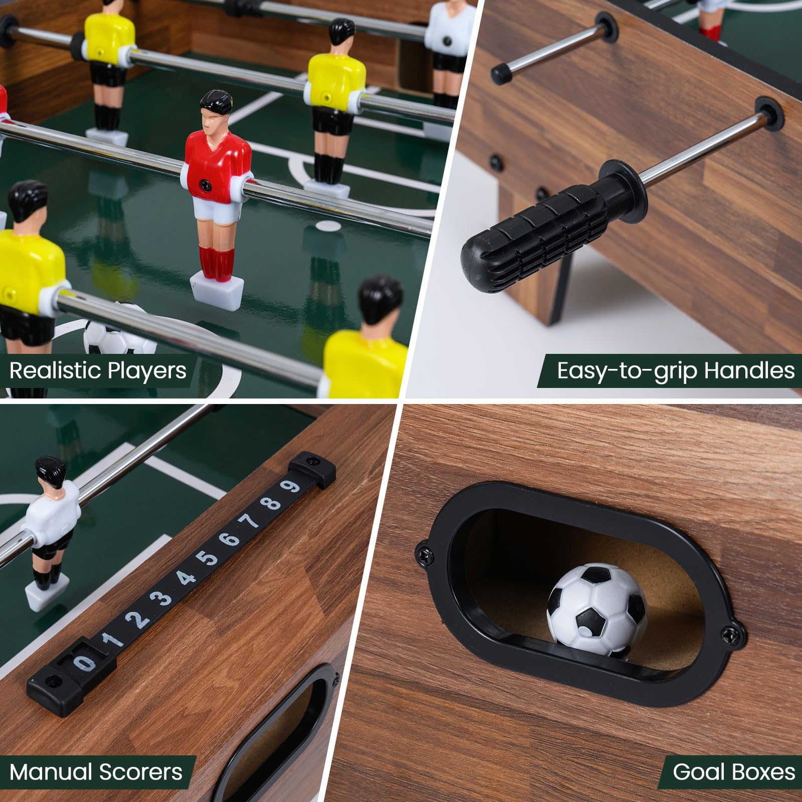RELAX4LIFE 4 in 1 Tavolo Multigioco con Calcio Balilla, Biliardino, Ping pong e Hockey ad Aria, per Bambini e Adulti, Casa Ufficio Bar, 81 x 43 x 30,5 cm
