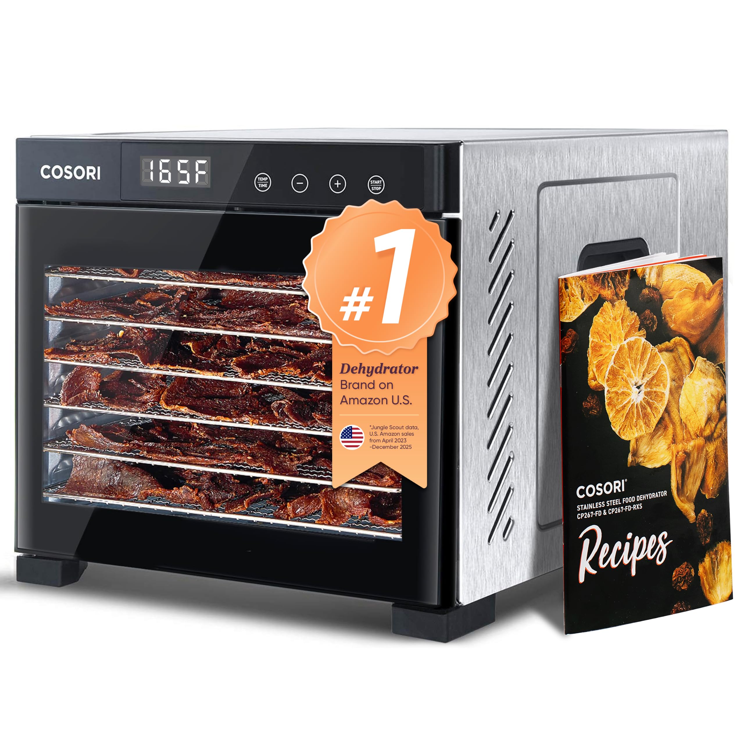 Cosori Food Dehydrator, 6 Stainless Steel Trays with 6.5 ft² Drying Space