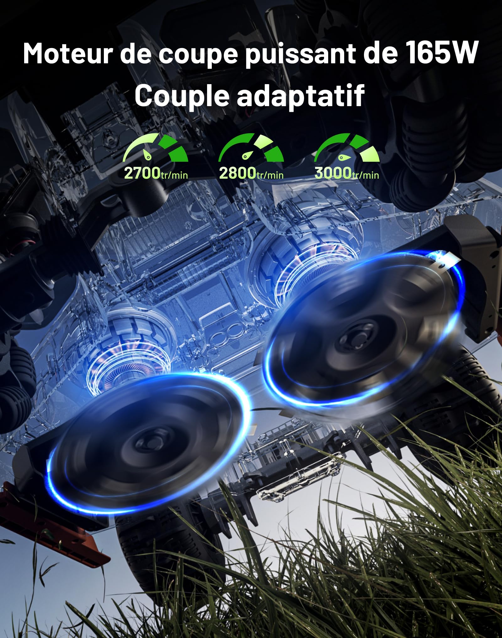 Mammotion LUBA 3 AWD 3000 Robot Tondeuse avac Garage Standard, Positionnement Tri-Fusion 360° LiDAR+NetRTK+AI Vision, 80% pentes, Gestion multizone jusqu'à 30 Zones, Hauteur de Coupe 25-70 mm