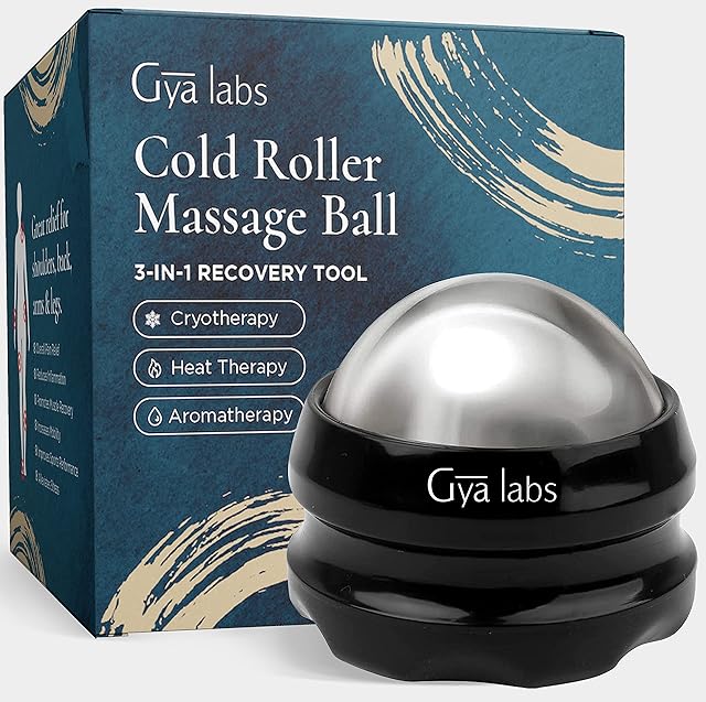 Gya Labs Cold Massage Roller Ball - 3-in-1 Recovery Tool for Cryotherapy, Heat Therapy & Aromatherapy - Massage Ball for Back - Muscle Roller Ball - Massage Ball Roller for Face & Cold Therapy Ball