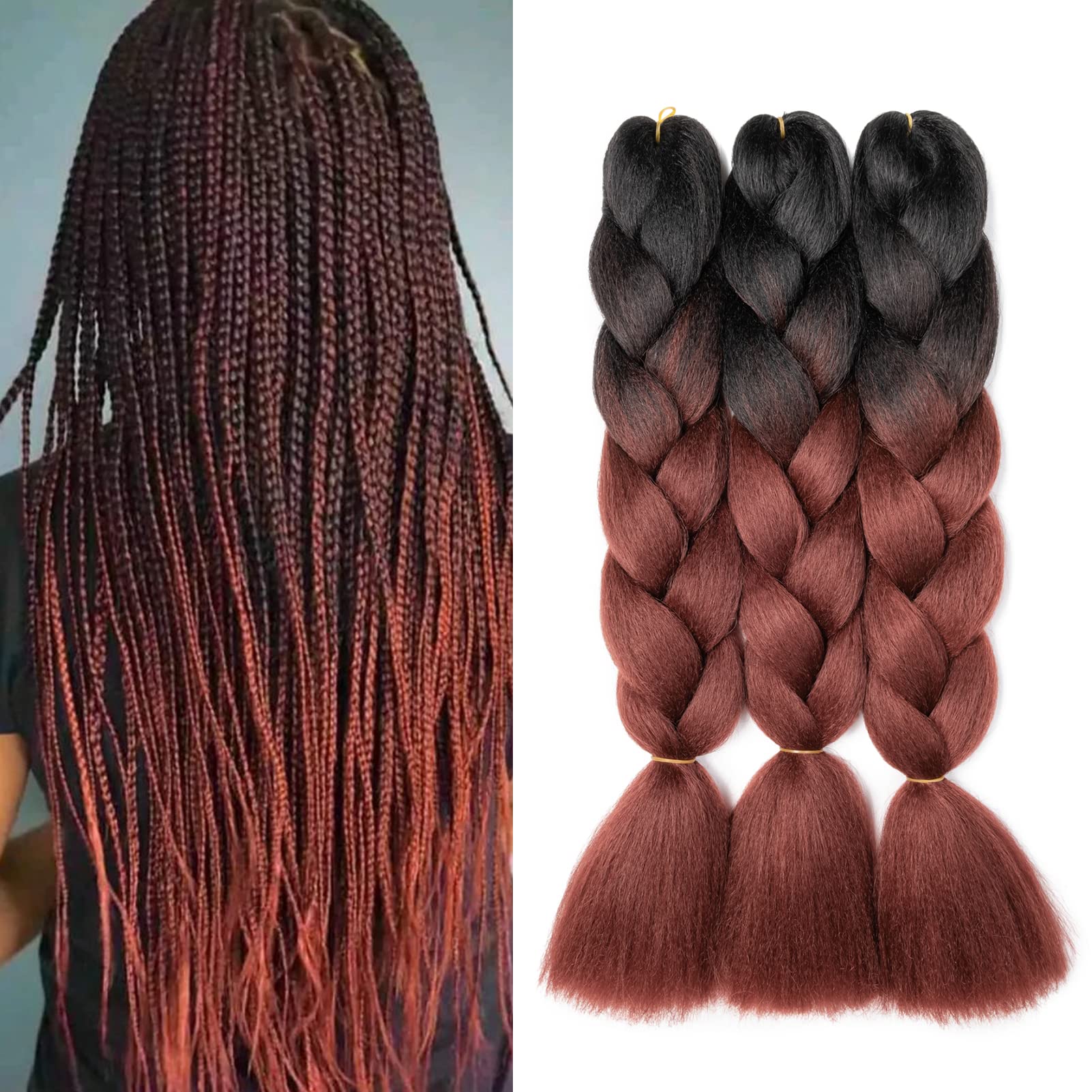 60cm Extensiones de Pelo Trenzas Africanas Castaño Oscuro Extensiones para Trenzas Africanas 1 pcs 100g Kanekalon Pelo para Trenzas Africanas Sintetico Extensiones de Trenzado Cabello Braiding — view 84