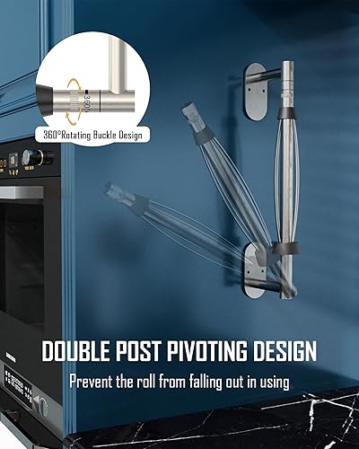 Miniatura 4 de BATHDANCE Soporte para toallas de papel debajo del gabinete, soporte de rollo operable con una sola mano con efecto de amortiguación, sin taladrar o