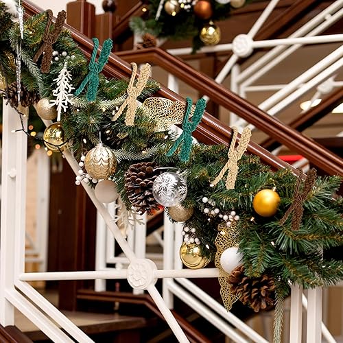 Miniatura 105 de Guirnalda de Navidad de 20 pulgadas, lazos decorativos de Navidad para barandilla, lazos giratorios reutilizables y flexibles para Navidad
