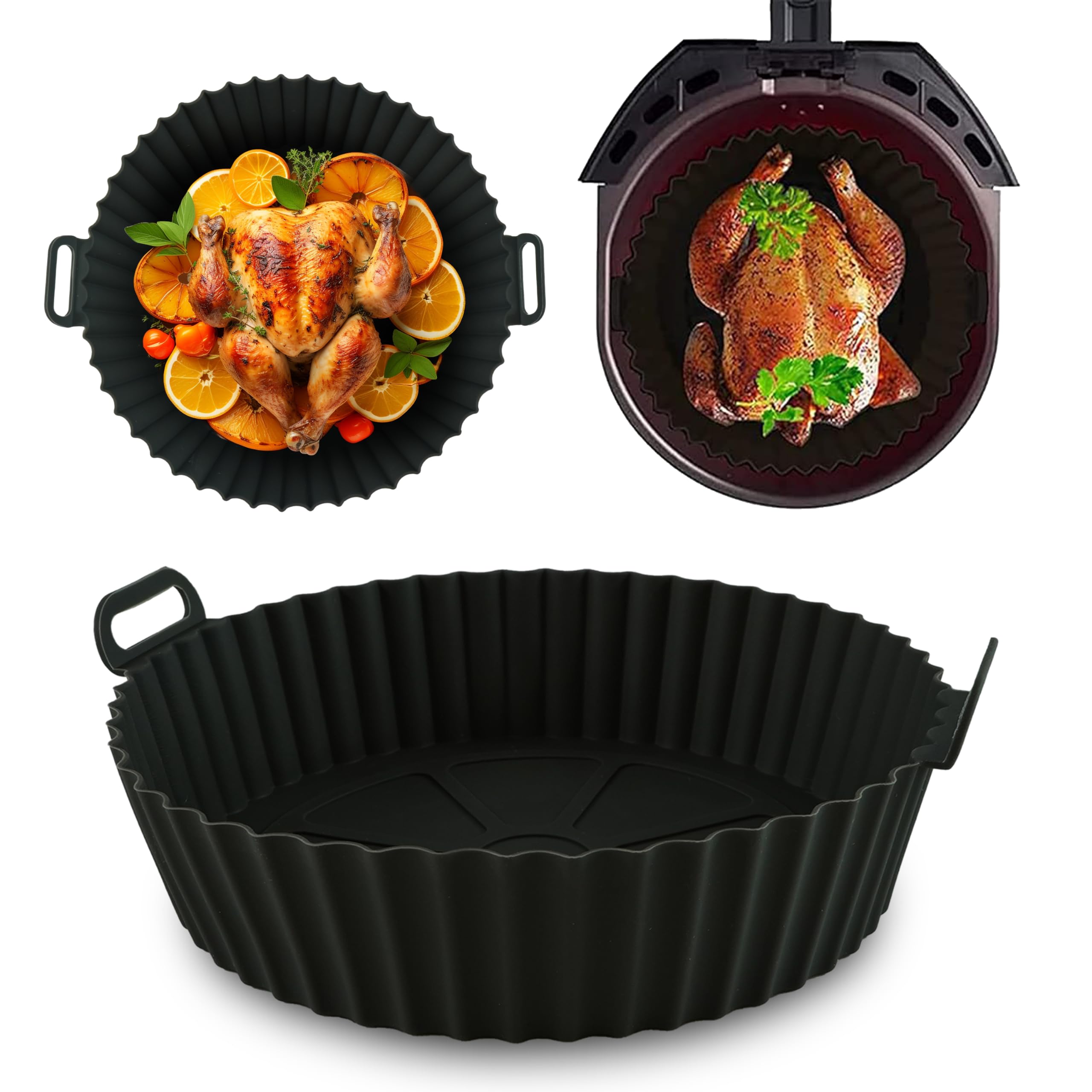 20cm Round Silicone Air Fryer Liner, Non-Stick, Dishwasher Safe, Heat-Resistant & Reusable, Perfect for Baking, Compatible with COSORI, Ninja, Tower & More — image 1