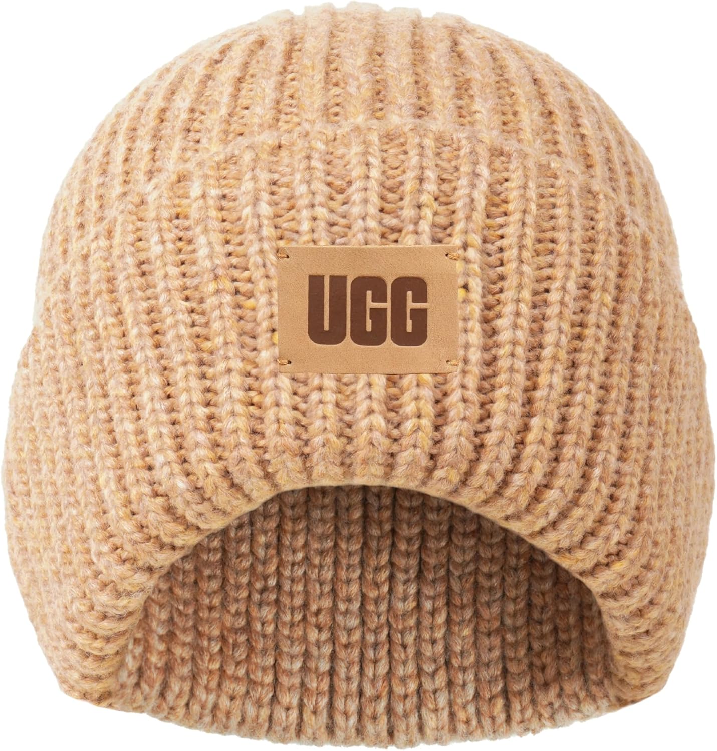 UGG Kids’ Chunky Rib Beanie with Seamless Crown, Soft Rib-Knit Fabric, and Leather Logo Patch