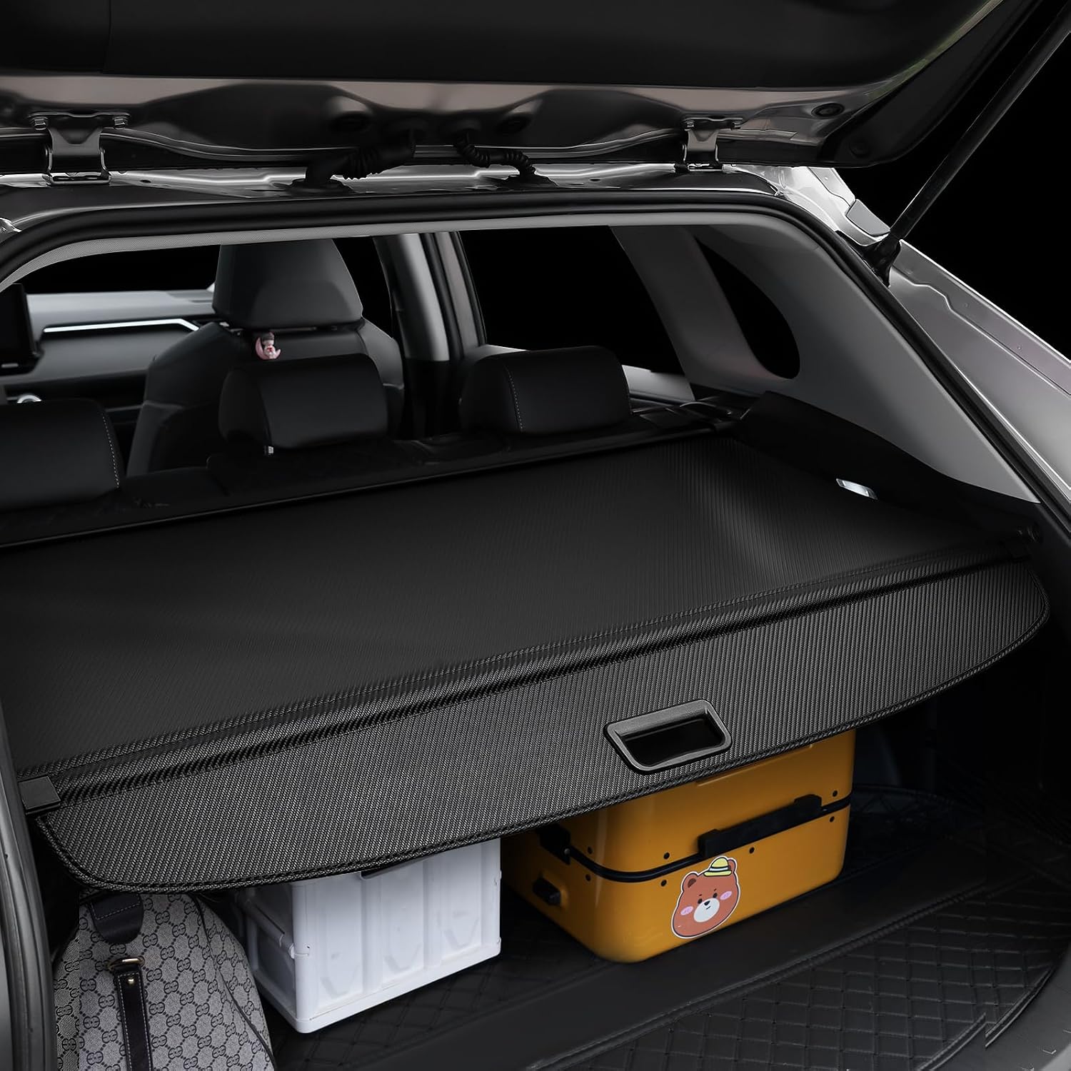 VEVOR Cargo Cover for 2019-2024 2025 Toyota RAV4 Accessories, Carbon Fiber Texture Retractable Trunk Cover for Toyota RAV4 5-Seater, Anti-Peeping Luggage Privacy Shield and Security Shade