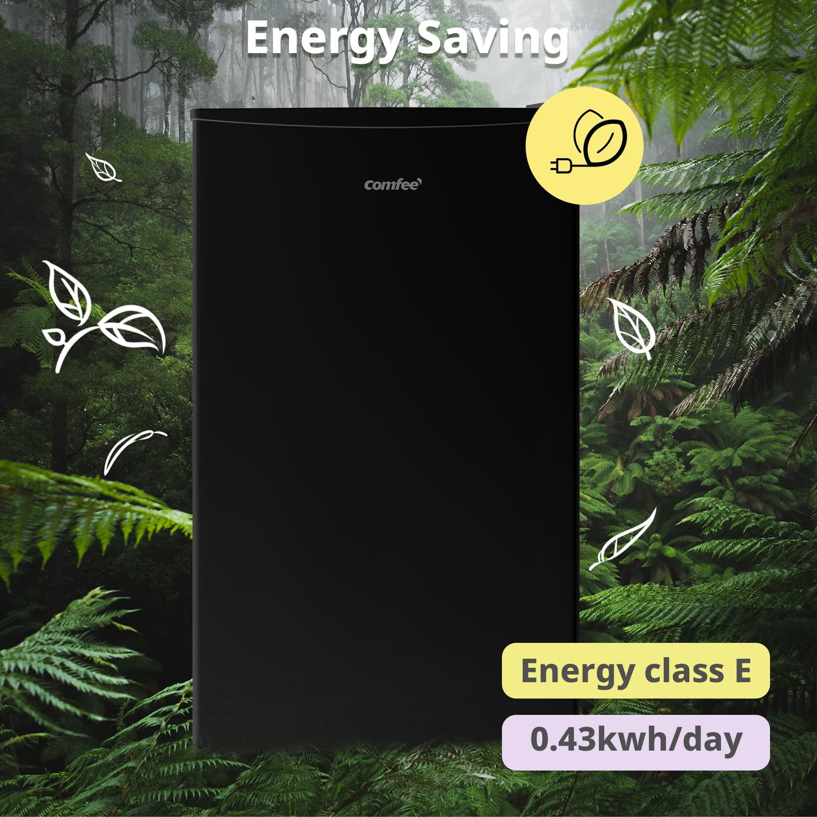 COMFEE' RCU60BL2UK(E) 60 Litre Freestanding Under Counter, 48cm Upright Freezer Adjustable Thermostat, Reversible Door, 4 Star Freezer Rating Drawer, Black — view 7
