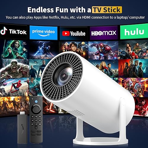 Miniatura 3 de Mini proyector portátil compatible con 4K, proyector pequeño Full HD 1080P con soporte giratorio de 270, proyector de película compatible con TV