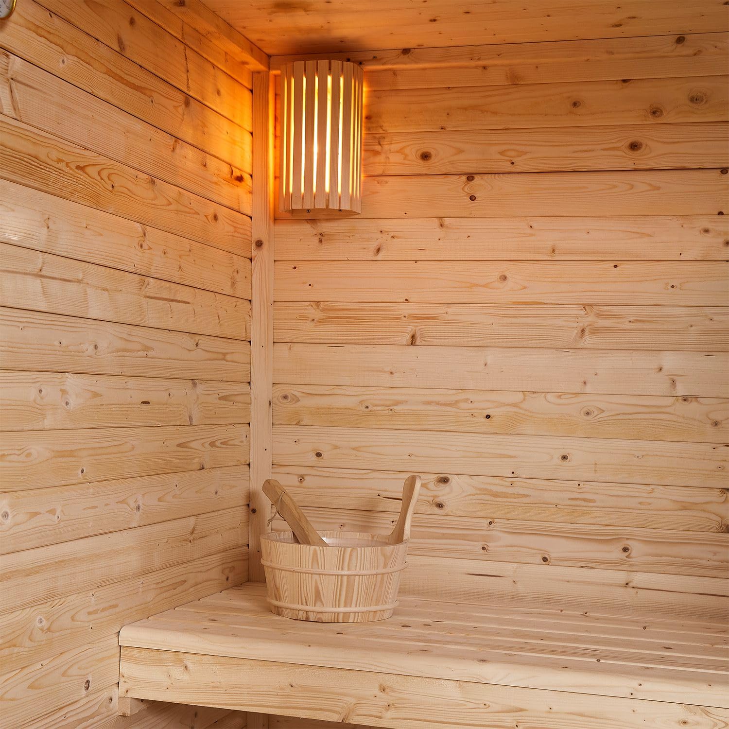 Artsauna Varberg Gartensauna 145 x 150 cm 4,5 kW Ofen Fichtenholz Outdoorsauna für 2 Personen Komplettset