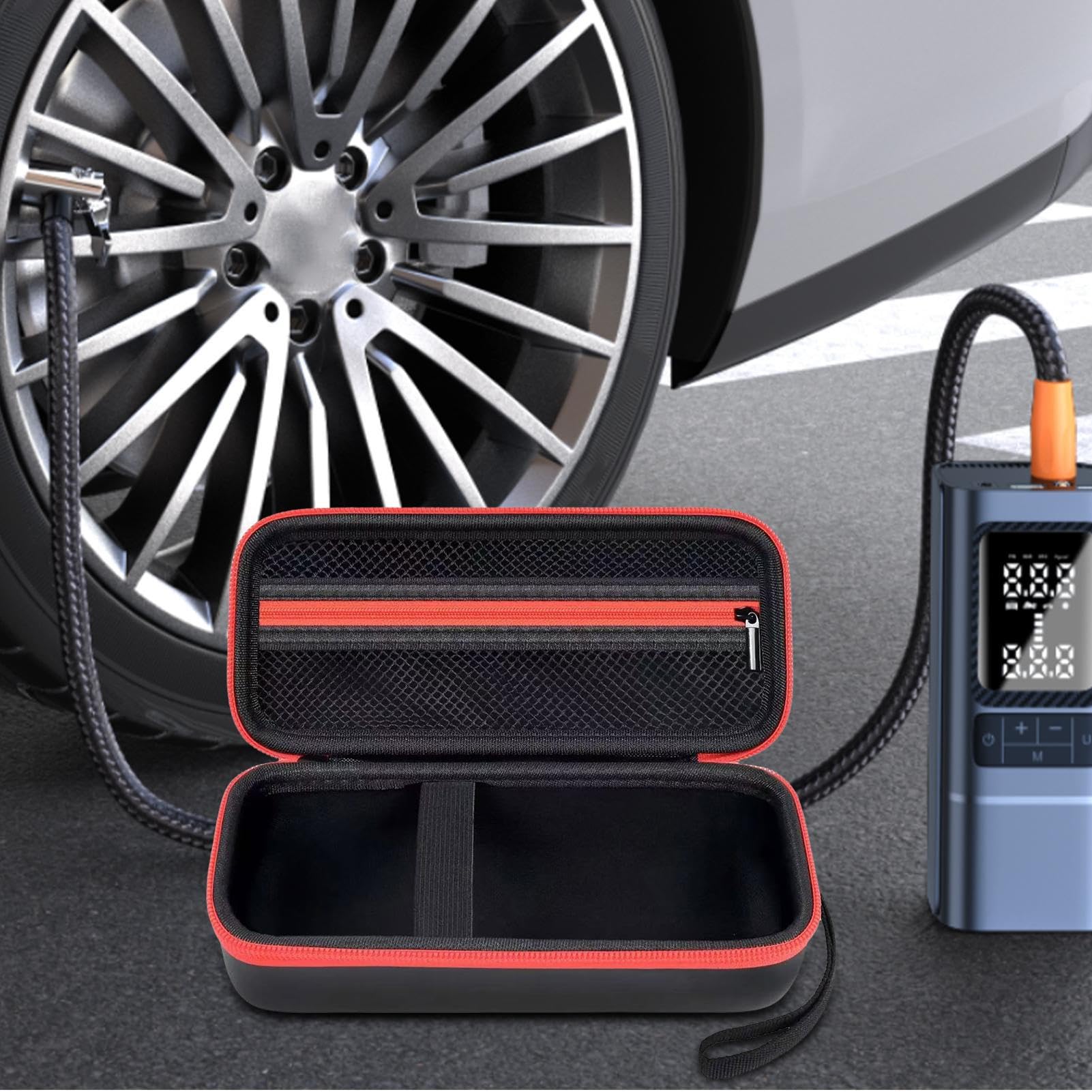 Bolsa de almacenamiento portátil para compresor de aire, bolsa de transporte impermeable para bomba de aire, accesorios versátiles de reparación de automóviles, soporte inflador para viajes por