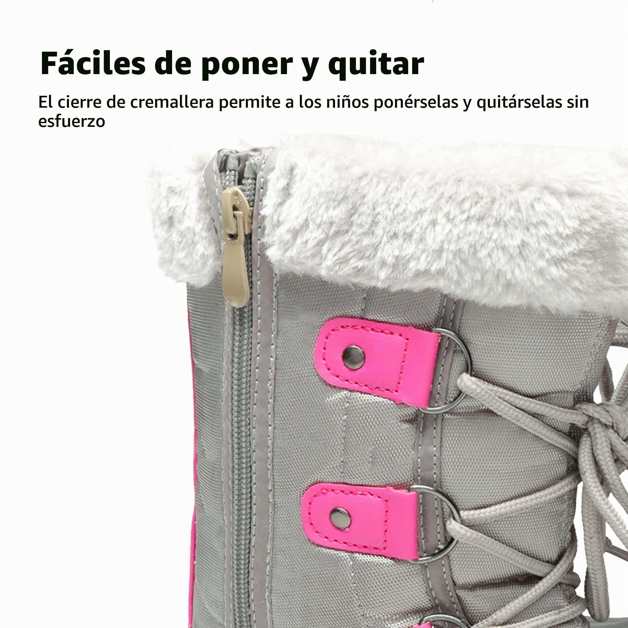 DREAM PAIRS Kids Botas de Nieve Invierno Ninos con Forro Calido Zapatos de Senderismo con Cordones Impermeables Acolchados Pesados Forester-E