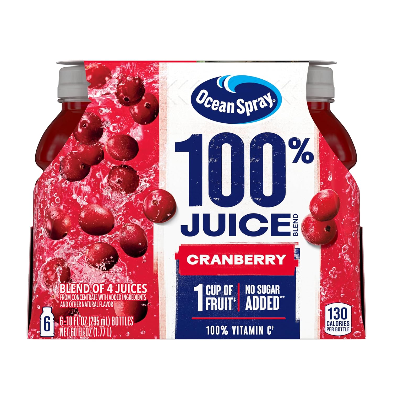 Ocean Spray 100% Cranberry Juice, 10 Ounce pack of 6