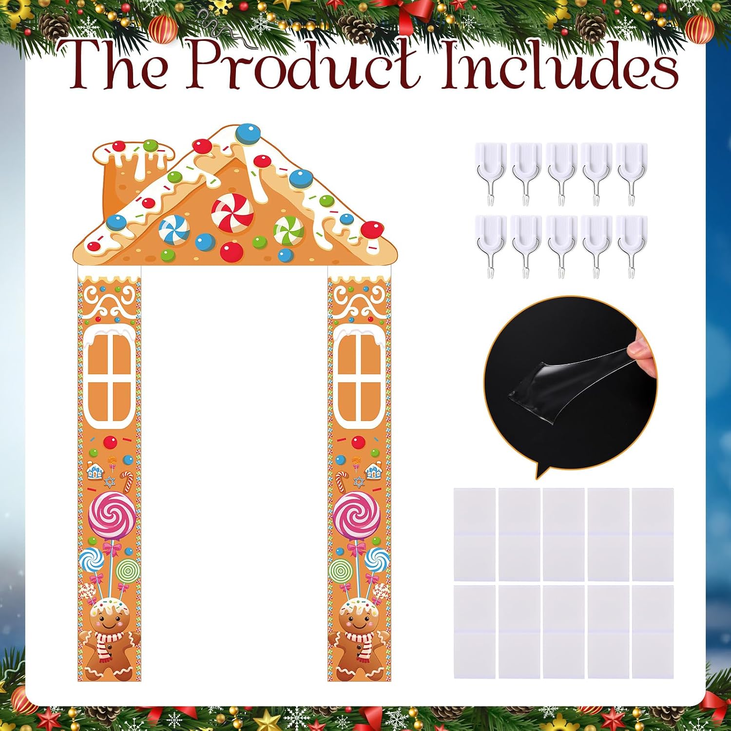 Mindsoft Christmas Gingerbread House Door Cover Party Decoration, Cute image 4
