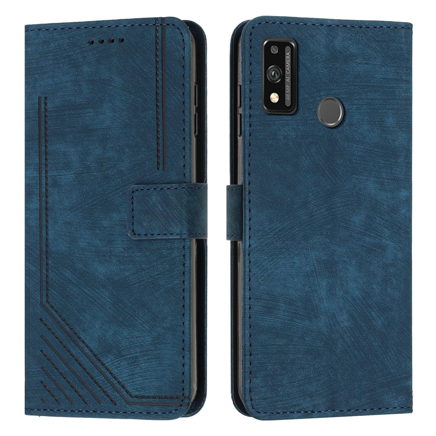 Coque Huawei Honor 8X flip case bleu style portefeuille avec porte-carte intégré - 8
