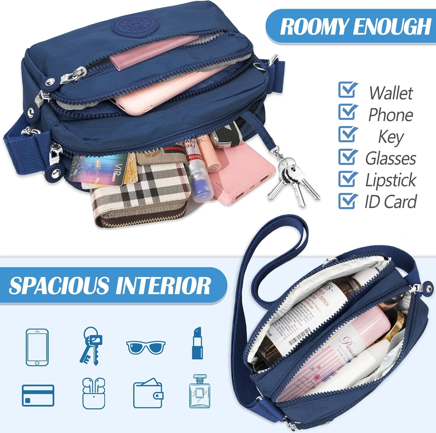 Small Crossbody Bags for Women Nylon Waterproof Lightweight Crossbody Purse Casual Fashion Shoulder Bag Handbags | Small, Nylon, Waterproof, Lightweight, Crossbody Purse, Casual - Image 3