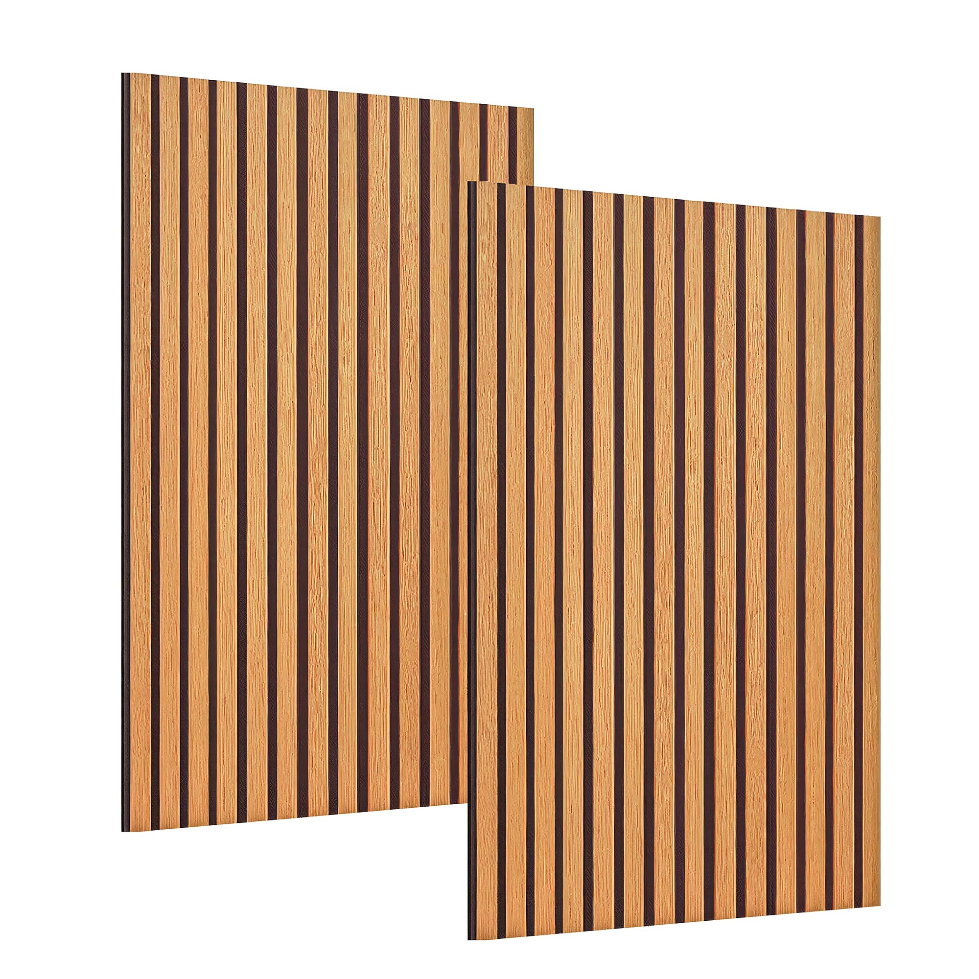 Decoranddecor Acoustic Slat Wood Wall Panels and Ceiling Panelling Decorative 3D MDF 120 cm x 60 cm Oak - 2 Pack
