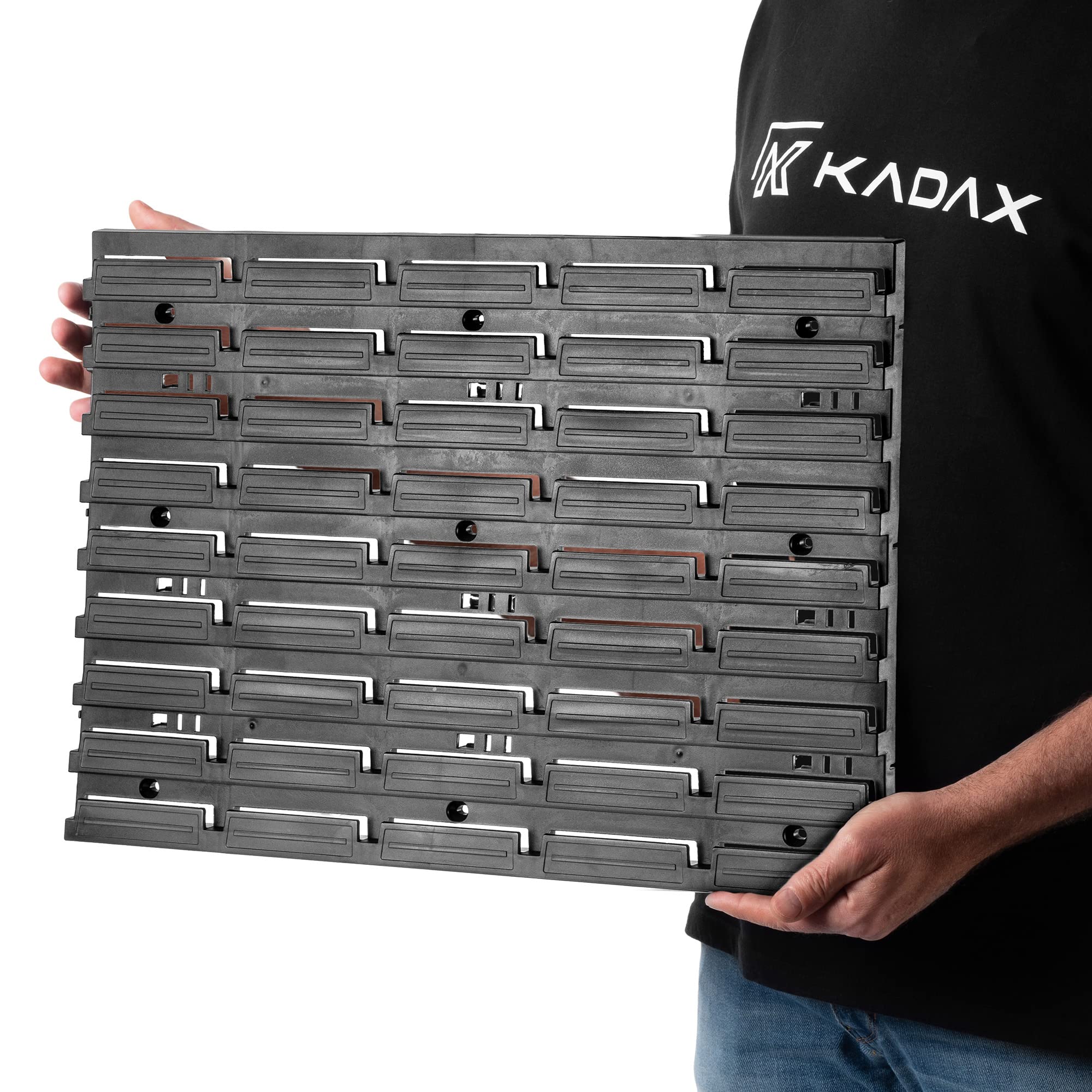 KADAX Pared de herramientas, sistema de almacenamiento de plástico PP, estantería de pared en diferentes tamaños, estantería de pared de taller con cajas de almacenamiento (116 x 78 cm)