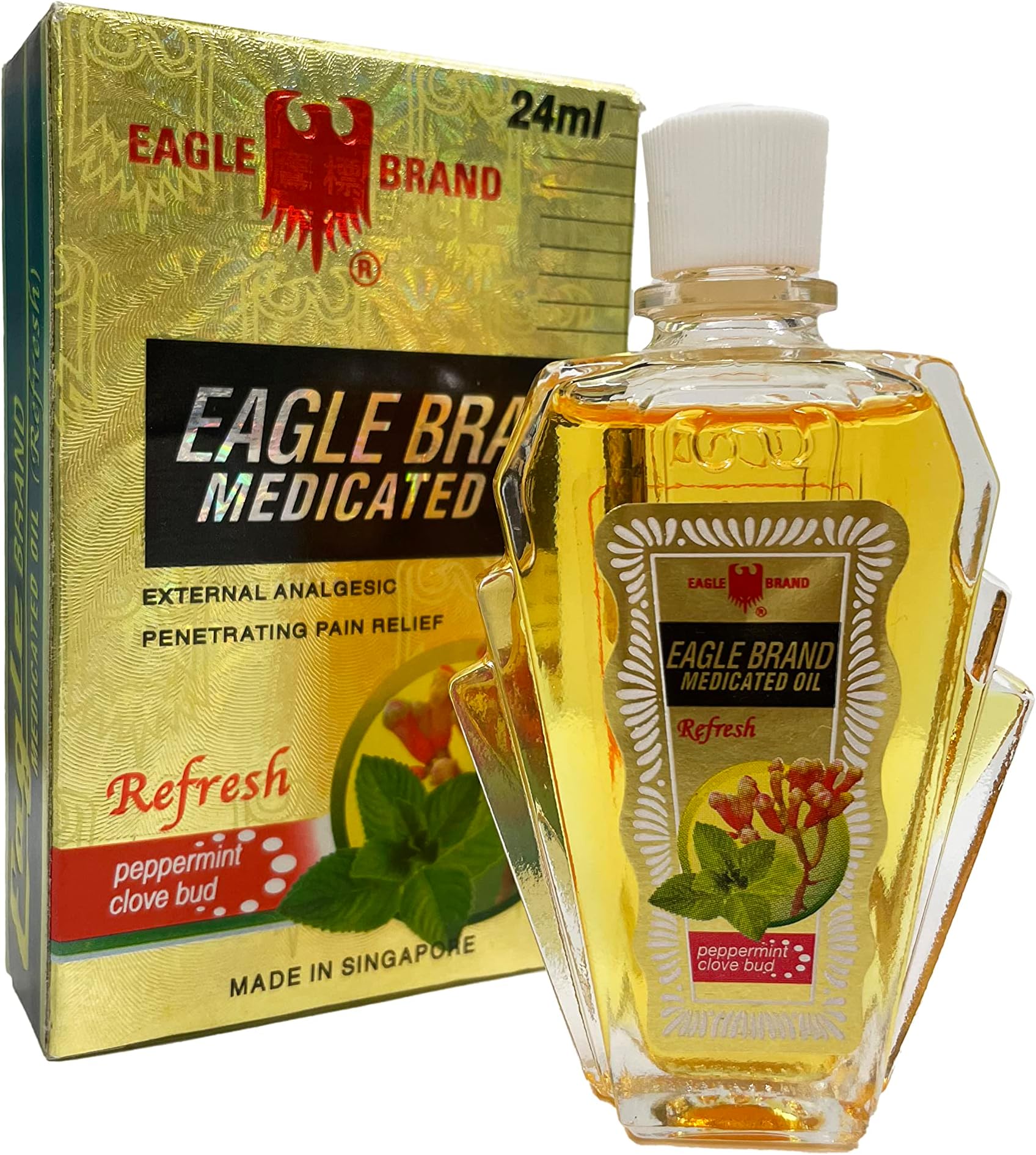 Eagle Brand 24ml Brand Medicated Oil External Analgesic (Refresh-Peppermint Clove Bud)
