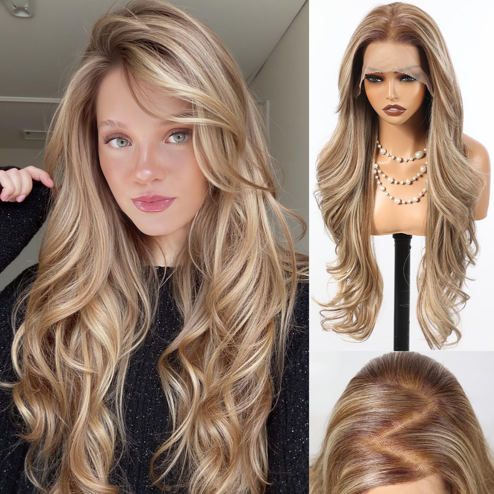 HAIRCUBE Glueless Lace Front Wavy Wig 26 Inch Light Ash Brown