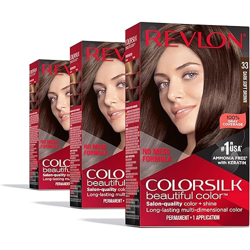 Revlon Colorsilk Beautiful Color Permanent Hair Color, (OLD VERSION) 33 Dark Soft Brown (Pack of 3)
